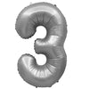32 inch NUMBER 3 - METAL BALLOONS - SILVER - LA Balloons