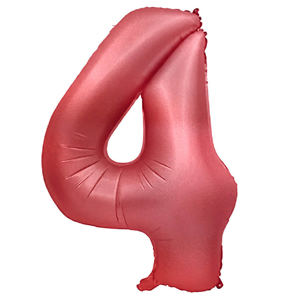32 inch NUMBER 4 - METAL BALLOONS - CRIMSON RED - LA Balloons