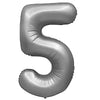 32 inch NUMBER 5 - METAL BALLOONS - SILVER - LA Balloons