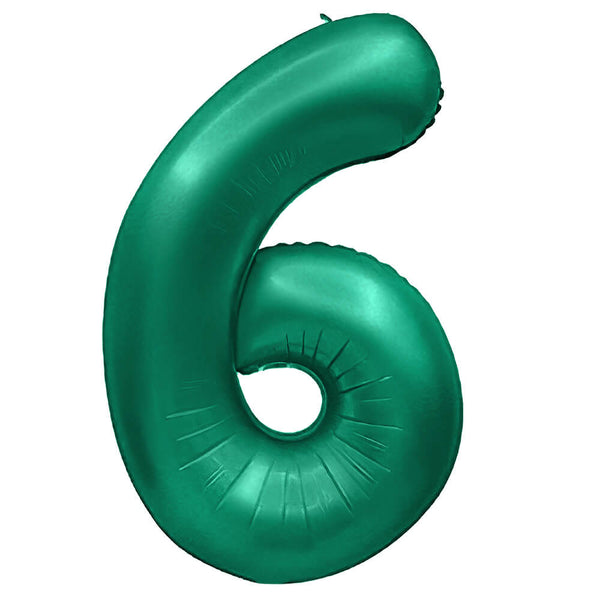 32 inch NUMBER 6 - METAL BALLOONS - GREEN - LA Balloons
