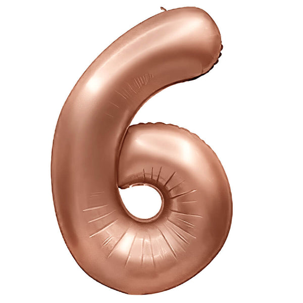 32 inch NUMBER 6 - METAL BALLOONS - ROSE GOLD - LA Balloons