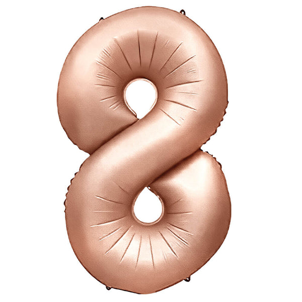 32 inch NUMBER 8 - METAL BALLOONS - ROSE GOLD - LA Balloons
