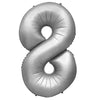32 inch NUMBER 8 - METAL BALLOONS - SILVER - LA Balloons