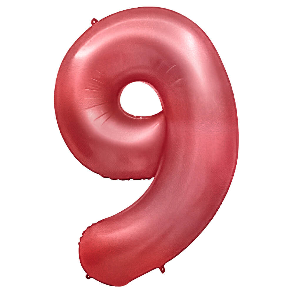 32 inch NUMBER 9 - METAL BALLOONS - CRIMSON RED