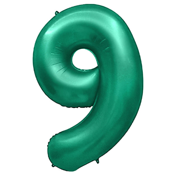 32 inch NUMBER 9 - METAL BALLOONS - GREEN - LA Balloons