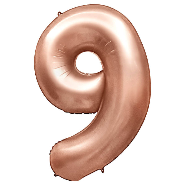 32 inch NUMBER 9 - METAL BALLOONS - ROSE GOLD - LA Balloons