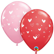 Qualatex 11 inch HEARTS & SPECKLES Latex Balloons