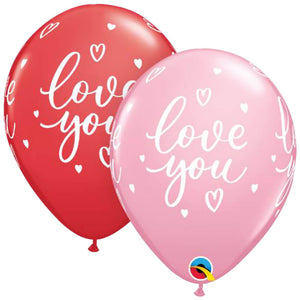 Qualatex 11 inch LOVE YOU SCRIPT Latex Balloons