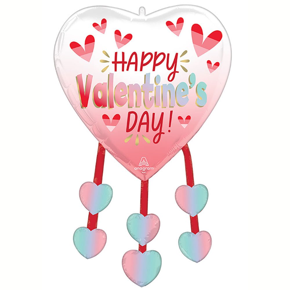 34 inch HAPPY VALENTINE'S DAY DIFFUSED OMBRE HEART DANGLERS