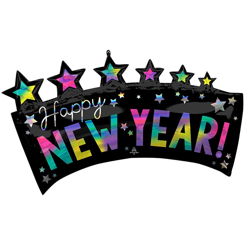 34 inch IRIDESCENT HAPPY NEW YEARS STAR BANNER