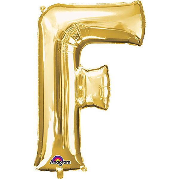 34 inch LETTER F - ANAGRAM - GOLD - LA Balloons