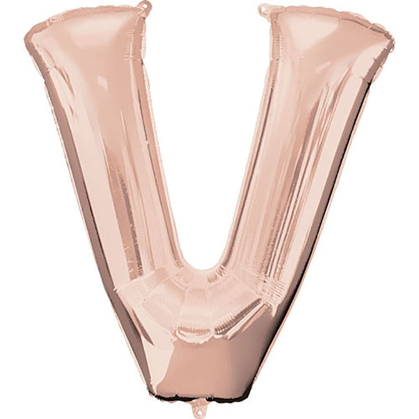 34 inch LETTER V - ANAGRAM - ROSE GOLD - LA Balloons