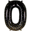 34 inch NUMBER 0 - OAKTREE - SPARKLING FIZZ HOLOGRAPHIC BLACK - LA Balloons