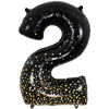 34 inch NUMBER 2 - OAKTREE - SPARKLING FIZZ HOLOGRAPHIC BLACK - LA Balloons