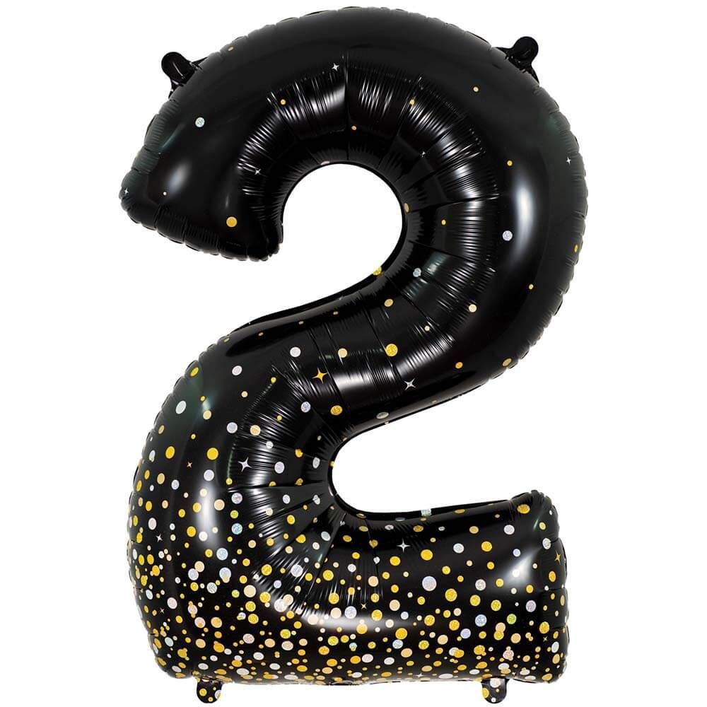 34 inch NUMBER 2 - OAKTREE - SPARKLING FIZZ HOLOGRAPHIC BLACK