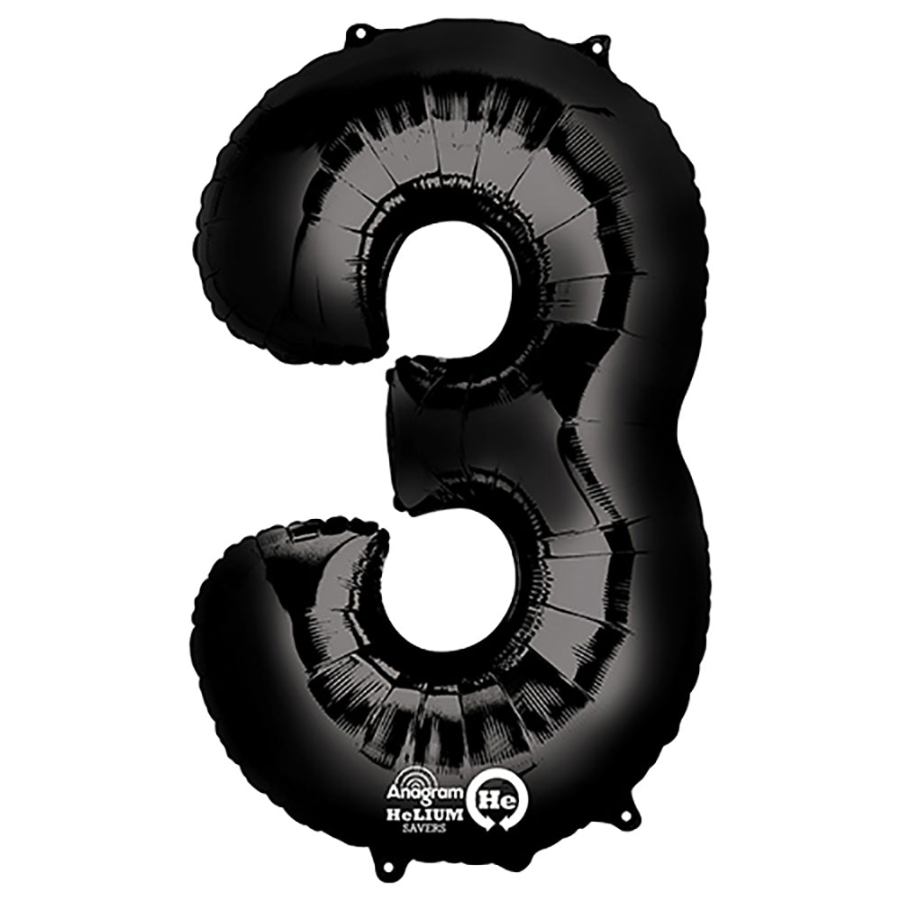 34 inch NUMBER 3 - ANAGRAM - BLACK
