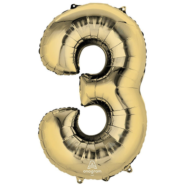 34 inch NUMBER 3 - ANAGRAM - WHITE GOLD - LA Balloons