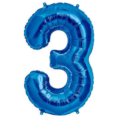 34 inch NUMBER 3 - NORTHSTAR - BLUE - LA Balloons