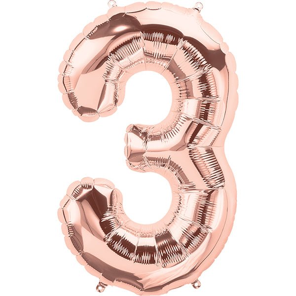 34 inch NUMBER 3 - NORTHSTAR - ROSE GOLD - LA Balloons
