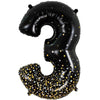 34 inch NUMBER 3 - OAKTREE - SPARKLING FIZZ HOLOGRAPHIC BLACK - LA Balloons