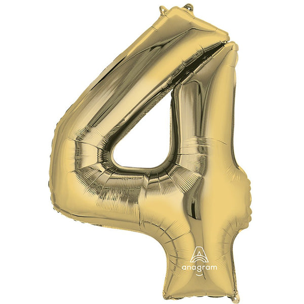 34 inch NUMBER 4 - ANAGRAM - WHITE GOLD - LA Balloons