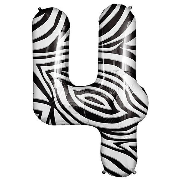 34 inch NUMBER 4 - NORTHSTAR - ZEBRA - LA Balloons