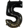 34 inch NUMBER 5 - OAKTREE - SPARKLING FIZZ HOLOGRAPHIC BLACK - LA Balloons
