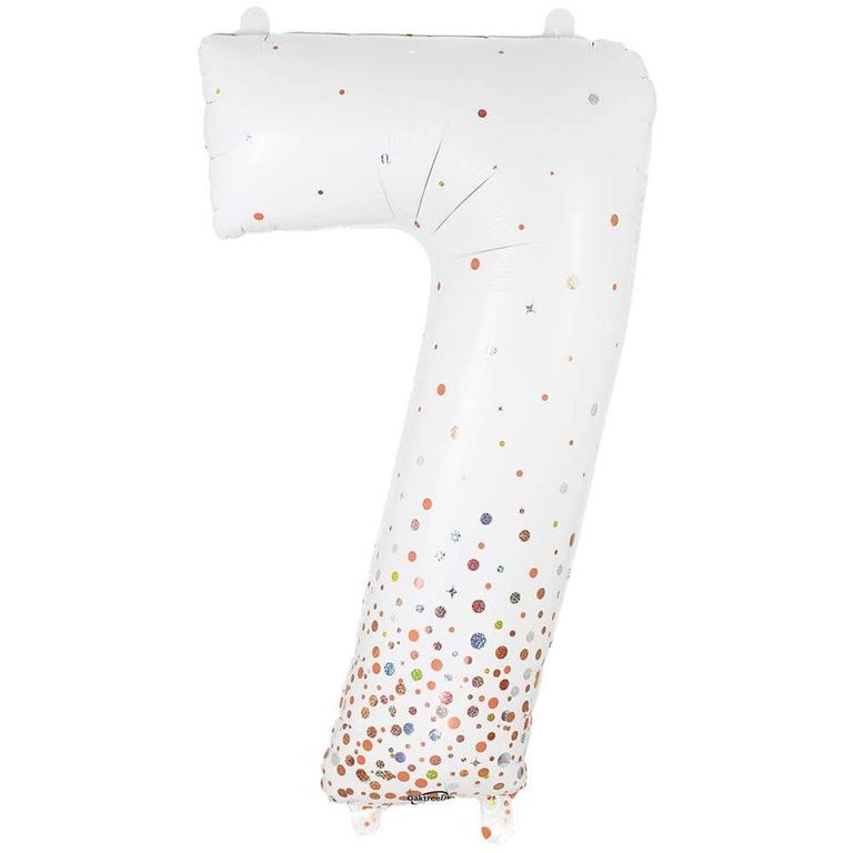 34 inch NUMBER 7 - OAKTREE - SPARKLING FIZZ HOLOGRAPHIC WHITE
