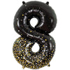 34 inch NUMBER 8 - OAKTREE - SPARKLING FIZZ HOLOGRAPHIC BLACK - LA Balloons