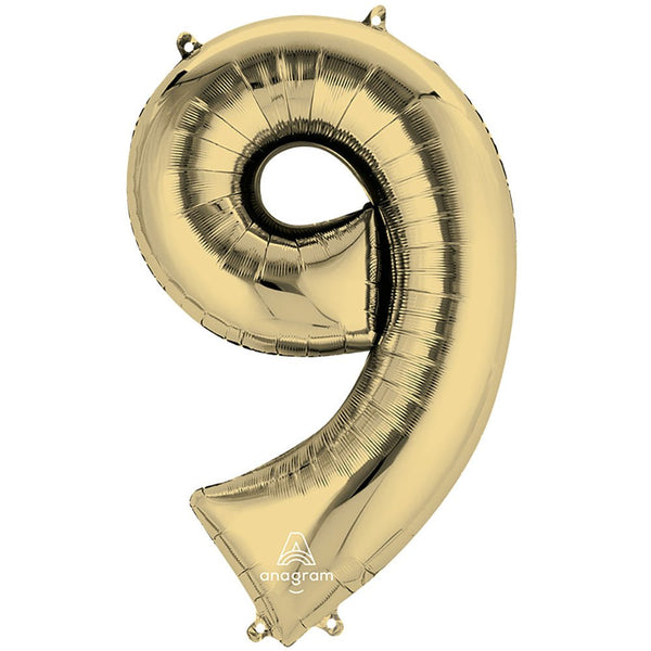 34 inch NUMBER 9 - ANAGRAM - WHITE GOLD - LA Balloons