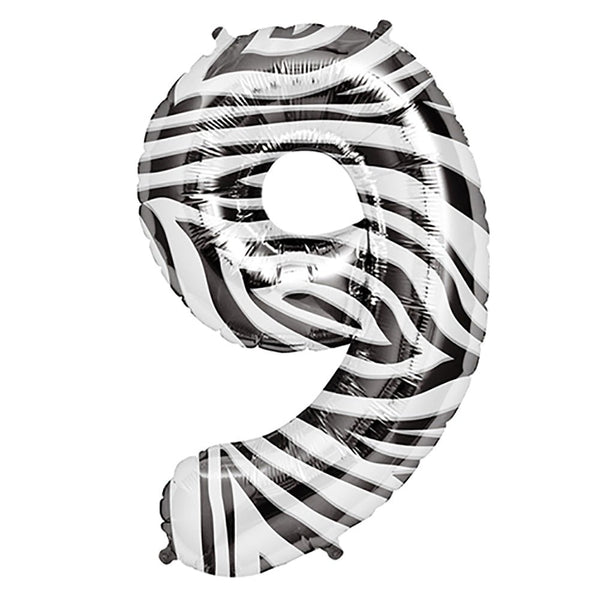 34 inch NUMBER 9 - NORTHSTAR - ZEBRA - LA Balloons