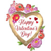 34 inch SATIN HAPPY VALENTINE'S DAY WATERCOLOR FLORAL - LA Balloons