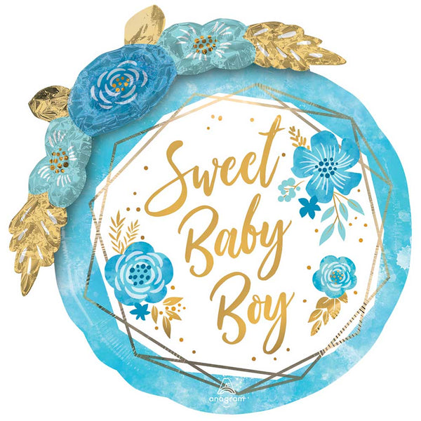 36 inch BABY BOY FLORAL GEO - LA Balloons