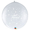 36 inch JUST MARRIED FLOWERS - A - ROUND - NECK UP - LA Balloons