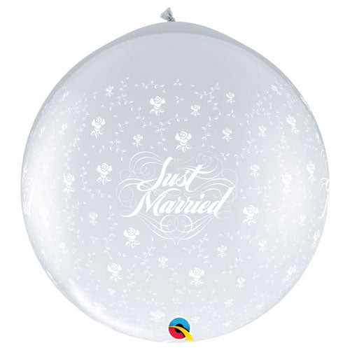 36 inch JUST MARRIED FLOWERS-A-ROUND - NECK UP