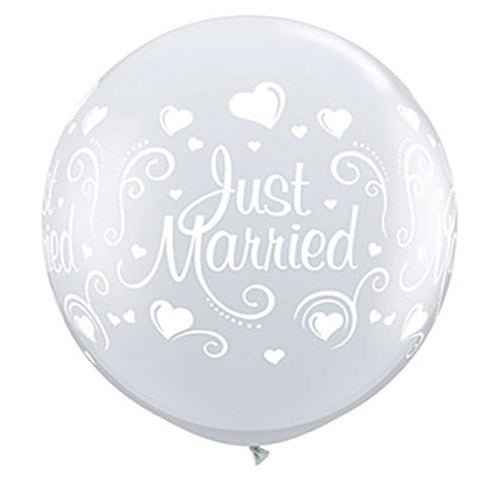 36 inch JUST MARRIED HEARTS WRAP - DIAMOND CLEAR - LA Balloons
