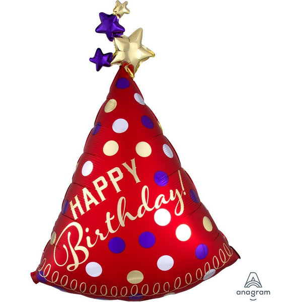 36 inch RED SATIN PARTY HAT - LA Balloons