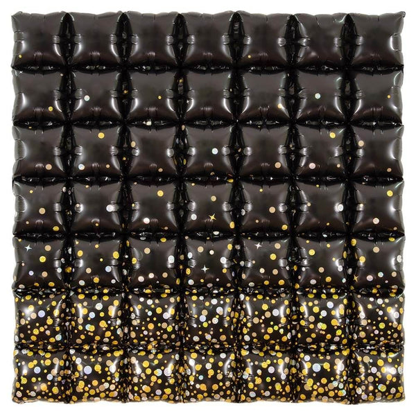 36 inch WAFFLE PANEL - SPARKLING FIZZ HOLOGRAPHIC BLACK - LA Balloons
