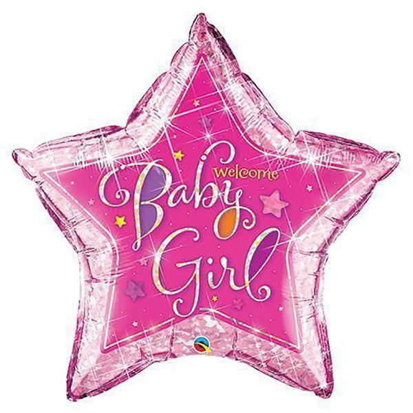 36 inch WELCOME BABY GIRL STARS - LA Balloons