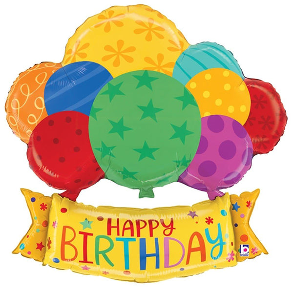 37 inch BIRTHDAY BALLOONS BANNER - LA Balloons
