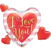 37 inch I LOVE YOU PINK STRIPES & HEARTS - LA Balloons