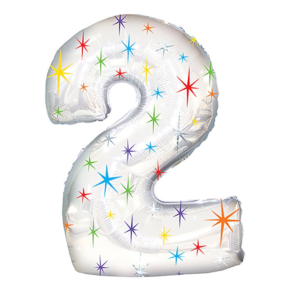 38 inch NUMBER 2 - MULTI-COLORED SPARKLE