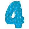 38 inch NUMBER 4 - BLUE SPARKLE - LA Balloons