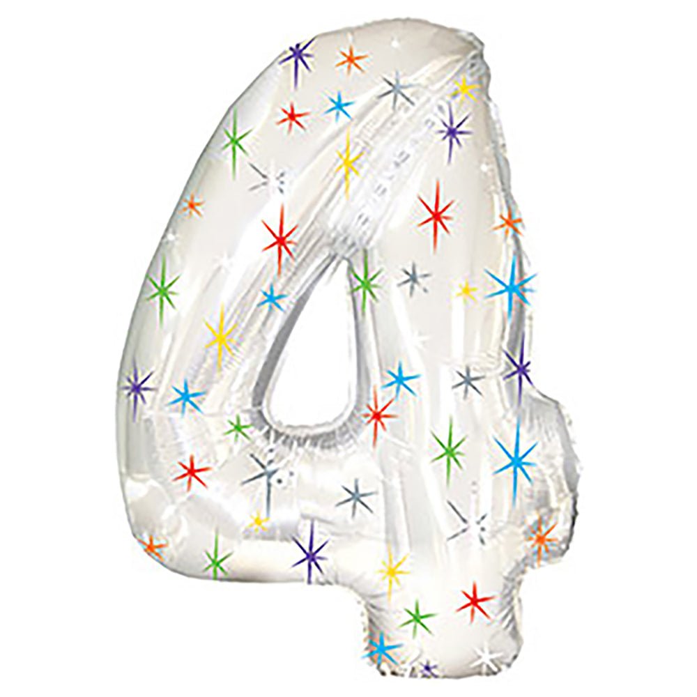 38 inch NUMBER 4 - MULTI-COLORED SPARKLE