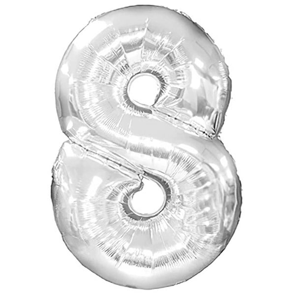 38 inch NUMBER 8 - CTI - SILVER - LA Balloons
