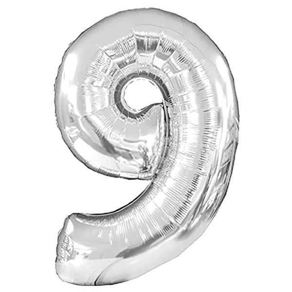 38 inch NUMBER 9 - CTI - SILVER - LA Balloons