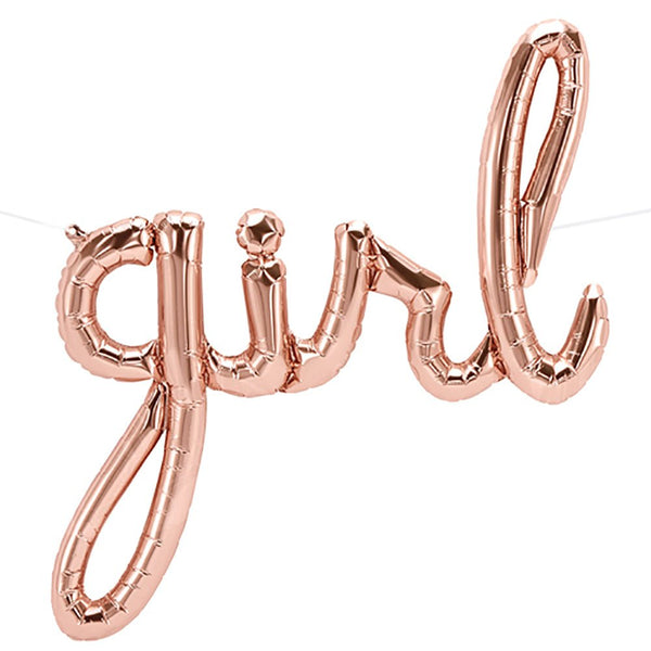 39 inch GIRL SCRIPT - ROSE GOLD (AIR - FILL ONLY) - LA Balloons