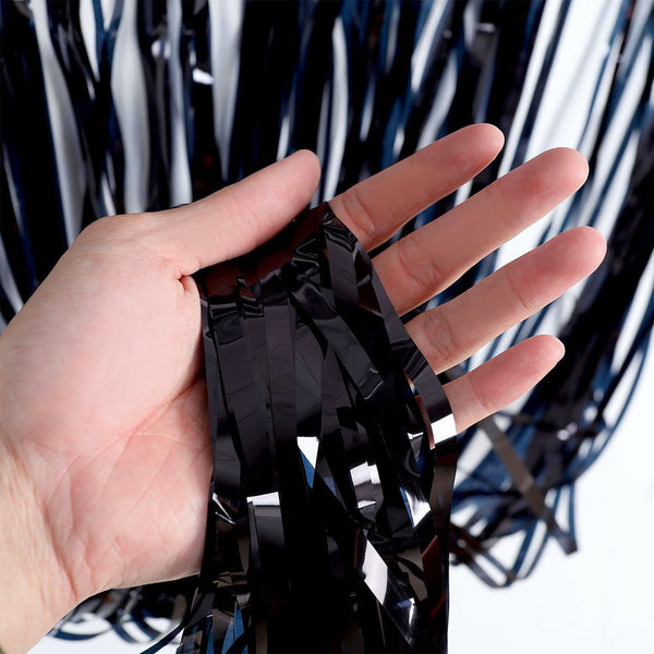 3ft X 6.5ft FOIL FRINGE CURTAIN - BLACK - LA Balloons