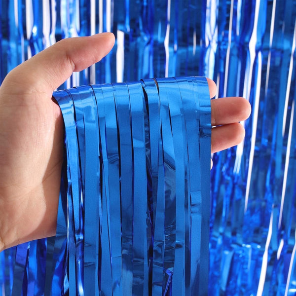 3ft X 6.5ft FOIL FRINGE CURTAIN - METALLIC BLUE - LA Balloons