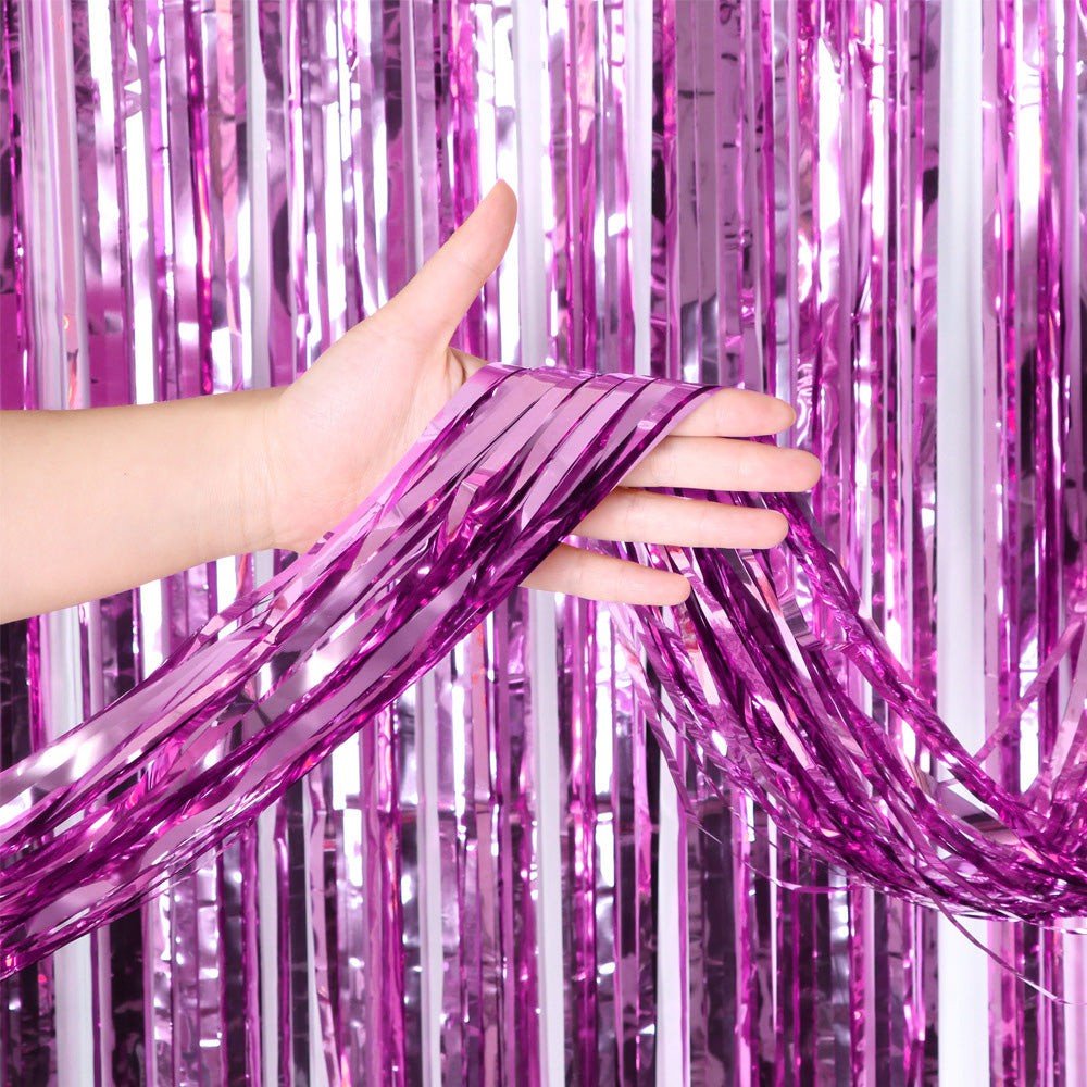 3ft X 6.5ft FOIL FRINGE CURTAIN - METALLIC LAVENDER
